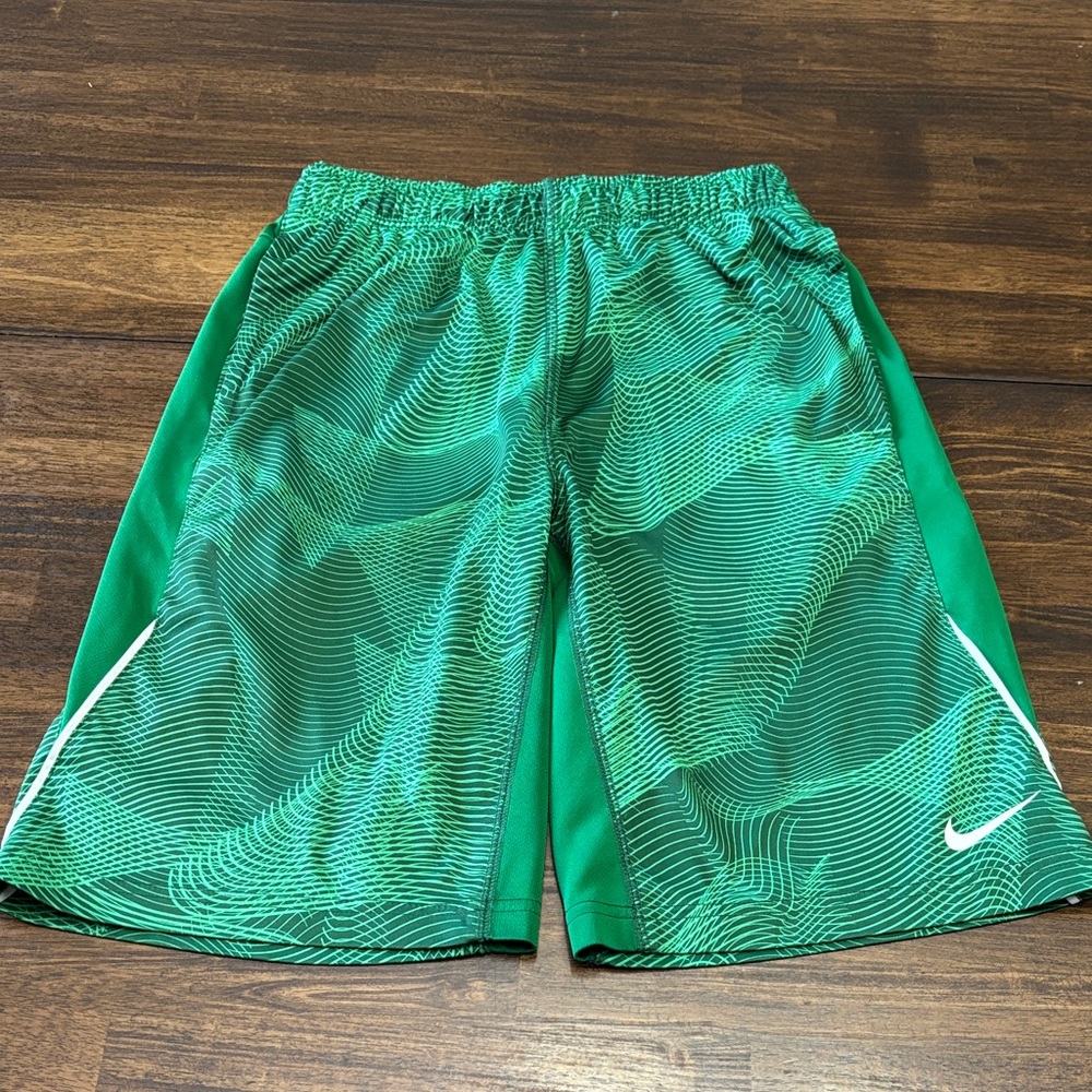 Nike Dri-FIT Green Shorts with White Drawstring